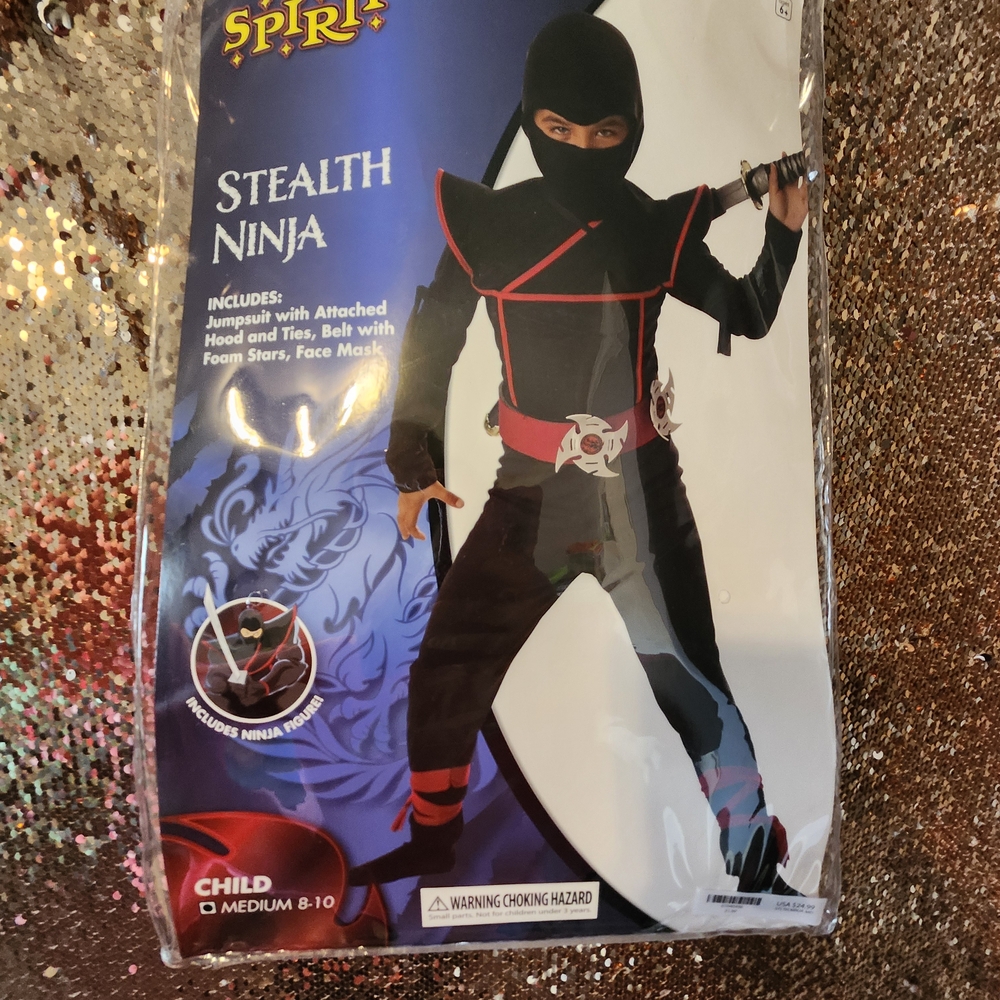 Spirit Stealth Ninja Costume for Kids - Black and Red